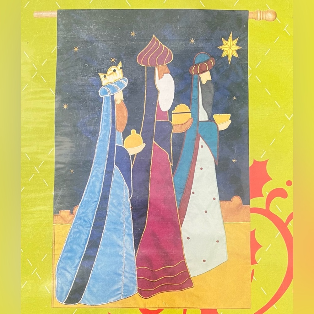 Evergreen Christmas epiphany three wise man decorative appliqué outdoor flag